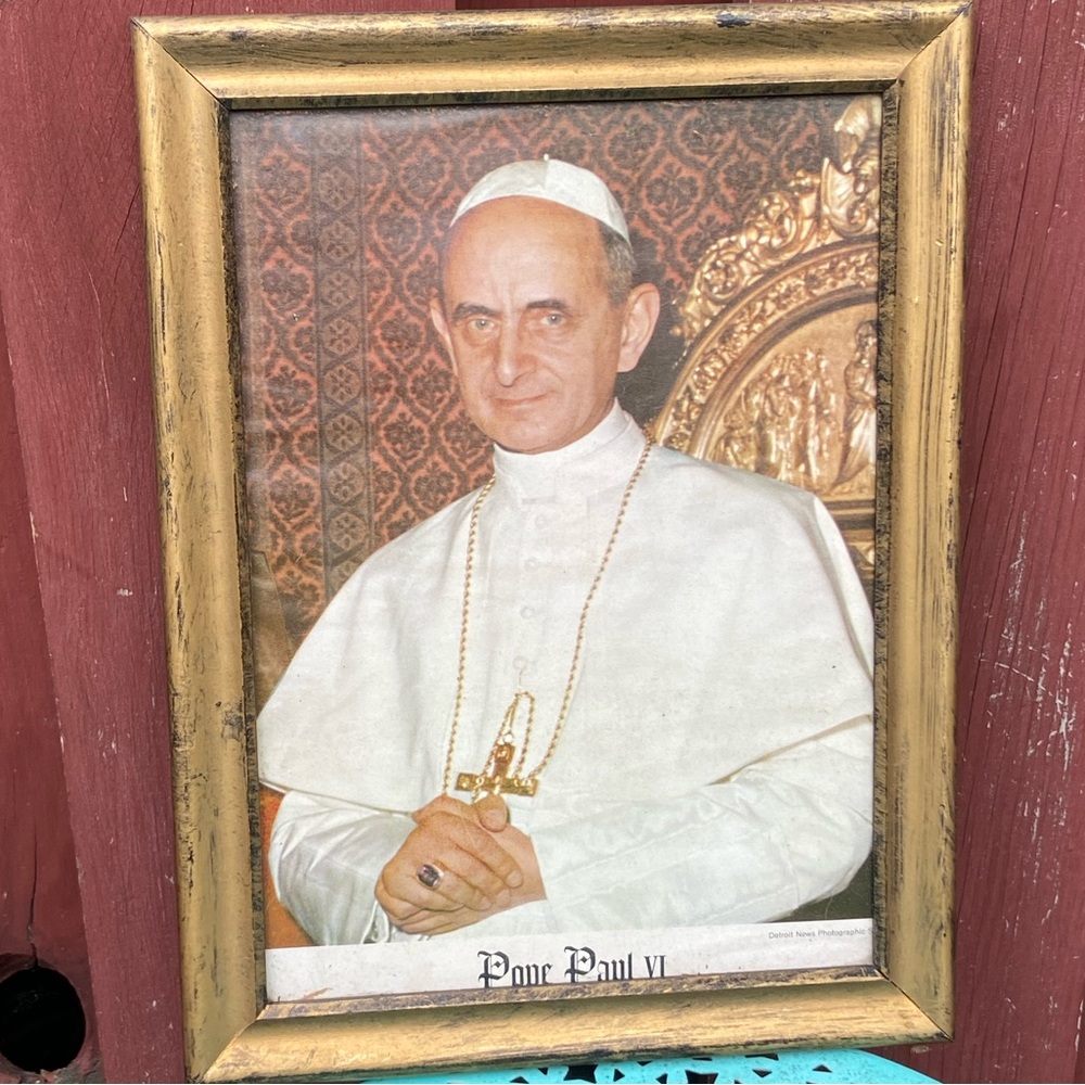 Vintage Pope Paul VI Framed Picture